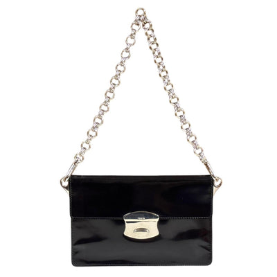 PRADA プラダ ショルダーバッグ エナメル ブラック レディース 中古