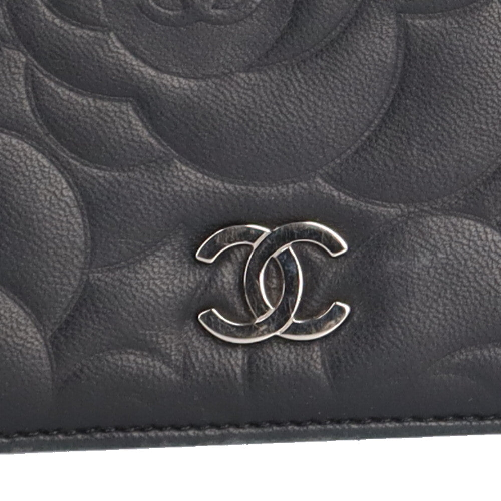 CHANEL シャネル カメリア ココマーク 二つ折り財布 ラムスキン 