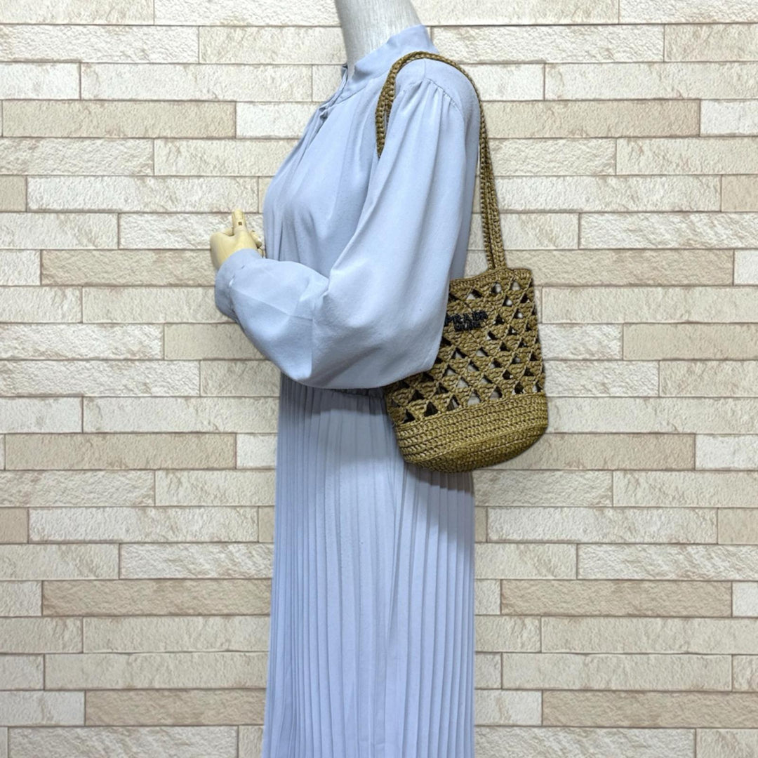 PRADA プラダ クロシェミニ ショルダーバッグ レーヨン OLIVA