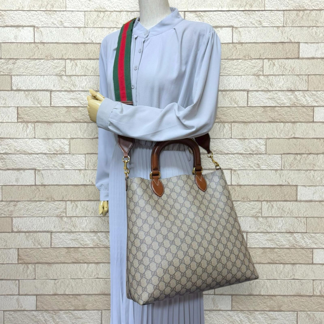 極美品 GUCCI シェリーライン スプリーム GG柄 ビジネスバッグ 2way 美品 GUCCI トートバッグ GGスプリーム Plus シェリーライン - メルカリ