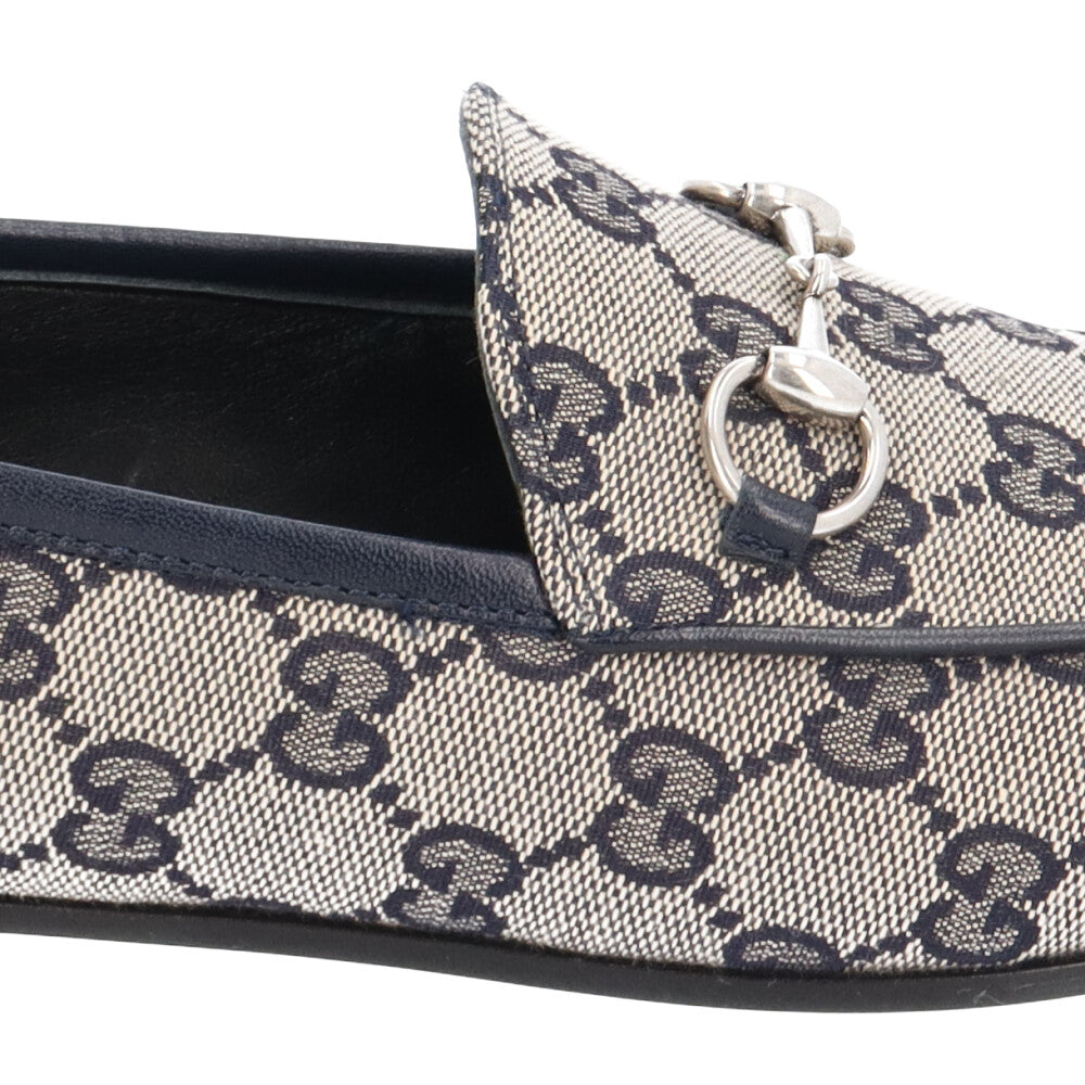 【美品】GUCCI　グッチ　ローファー　GGキャンバス　ホースビット　ブラック GUCCI グッチ ホースビット ローファー GGキャンバス レディース 中古