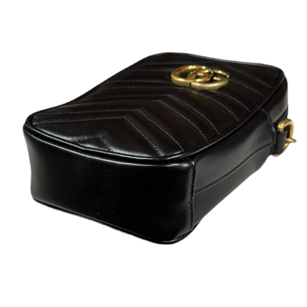 GUCCI グッチ GGマーモント ショルダーバッグ レザー ブラック