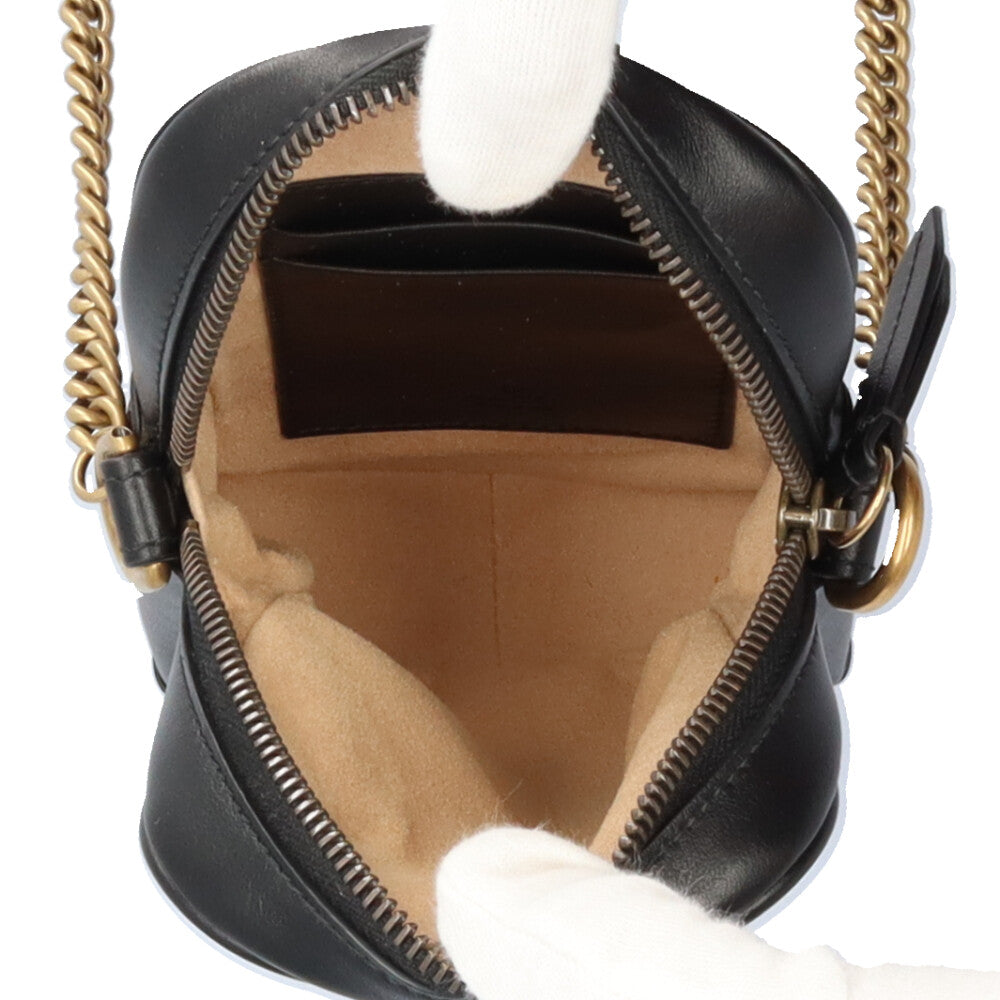 GUCCI グッチ GGマーモント ショルダーバッグ レザー ブラック