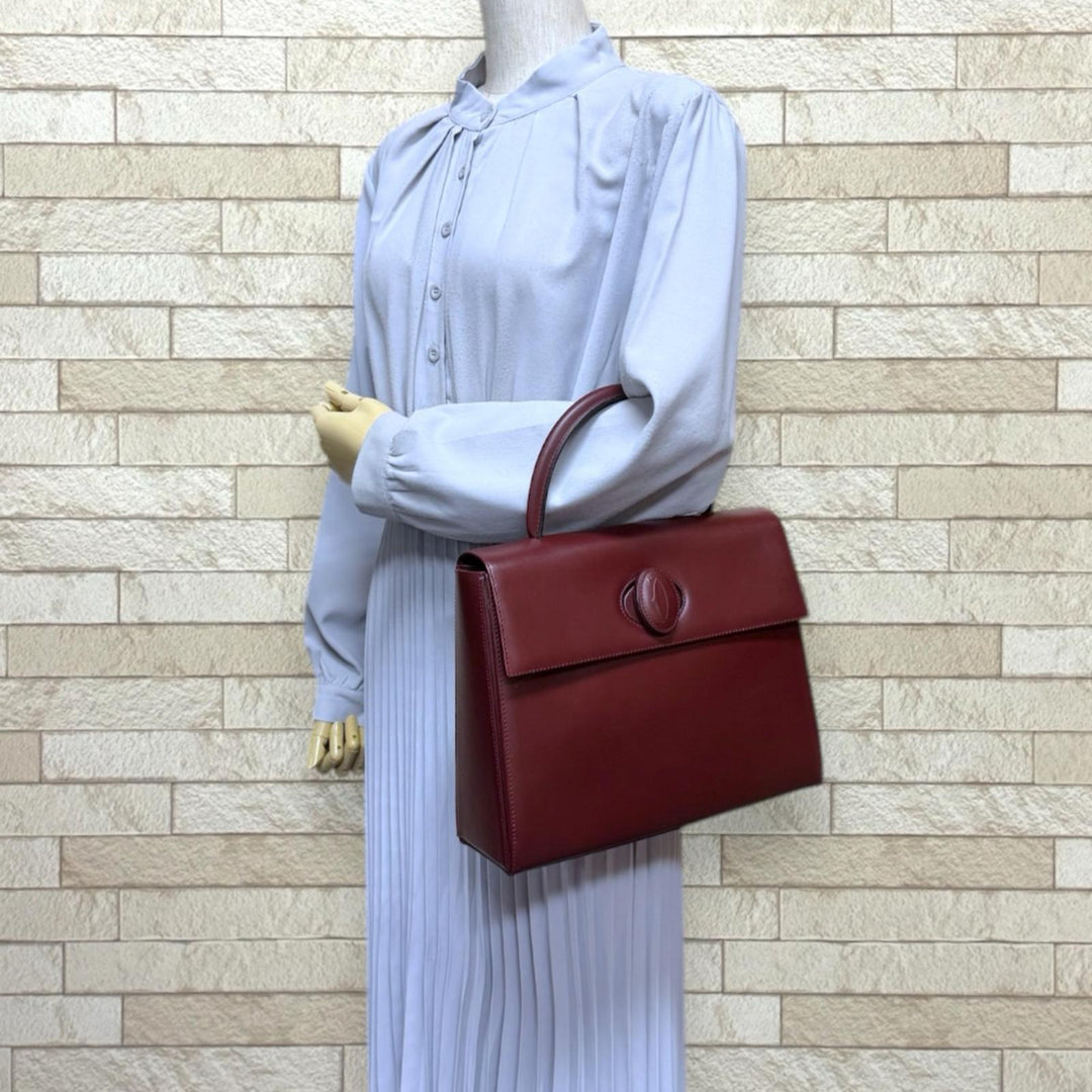 CARTIER Must de Cartier must line handbag leather red ladies used