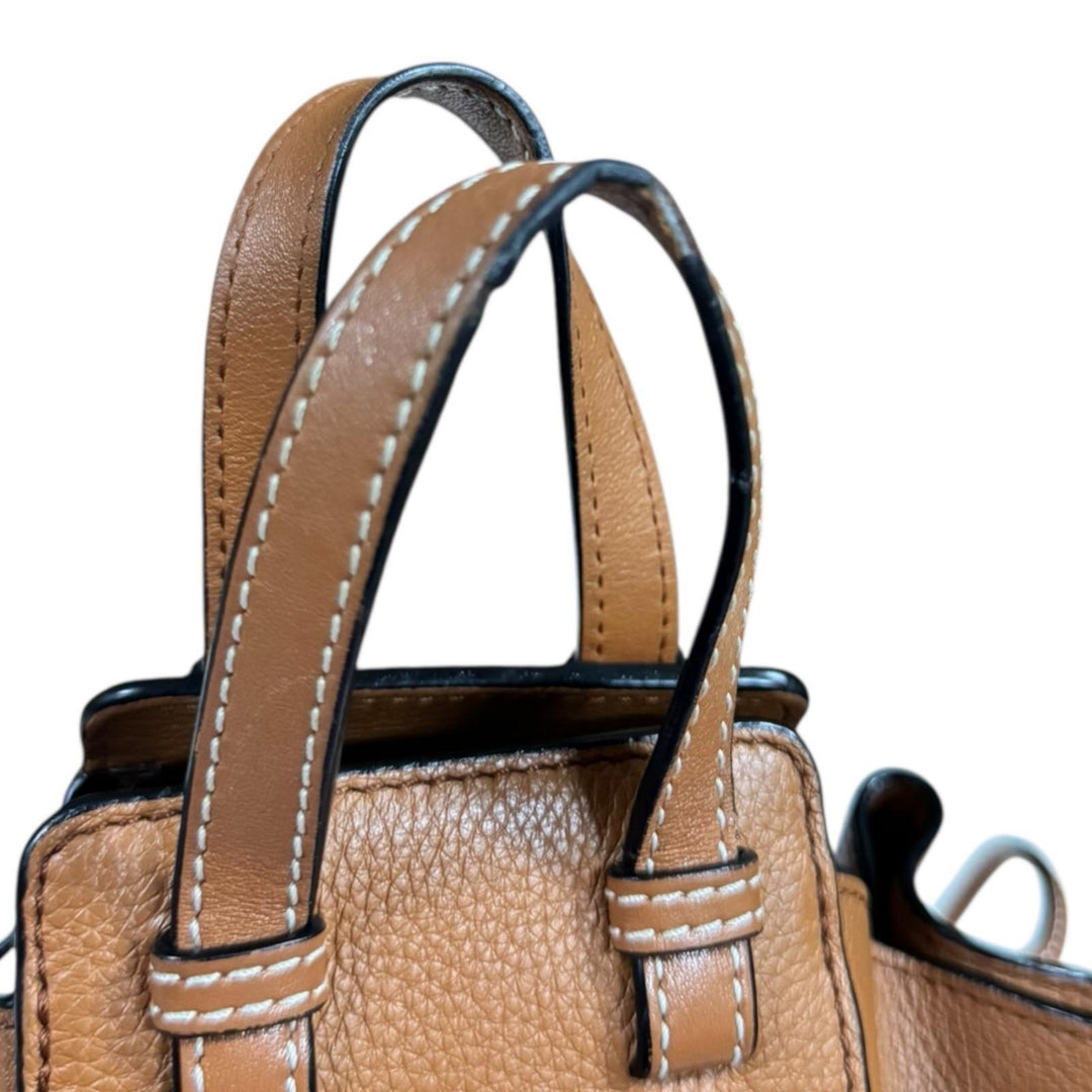LOEWE Hammock Drawstring Mini Shoulder Bag Leather Brown Women's
