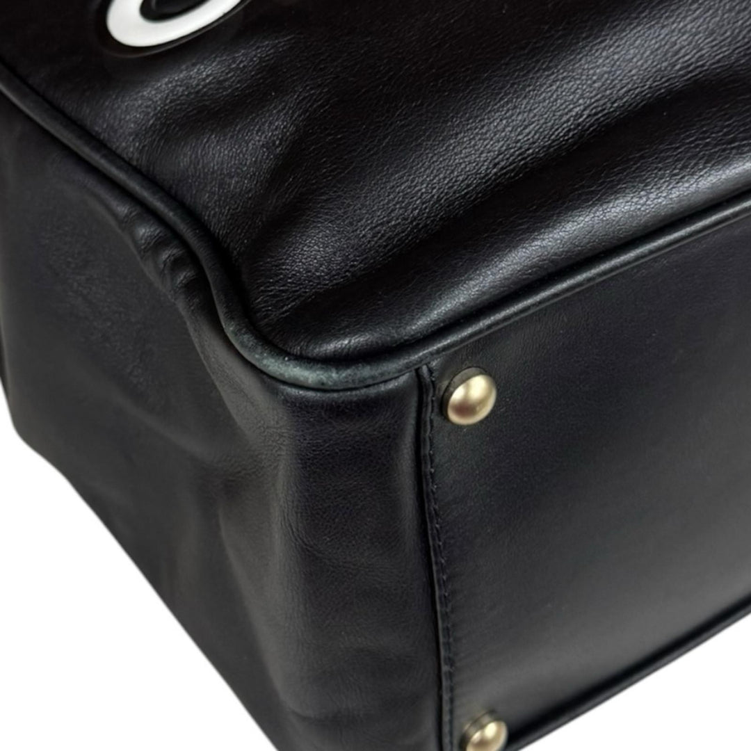 CHANEL シャネル カメリア トートバッグ レザー ブラック レディース