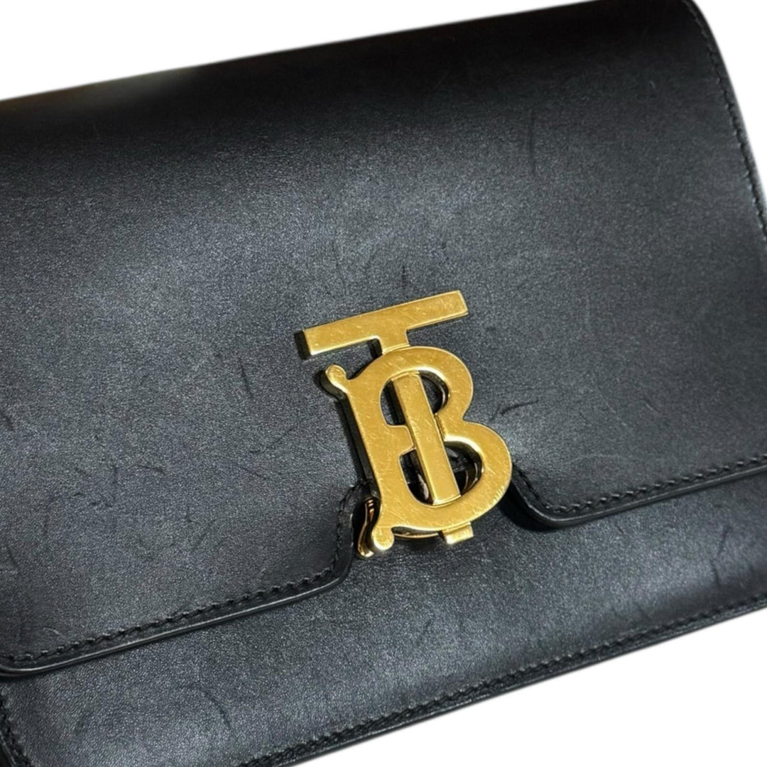 BURBERRY バーバリー ショルダーバッグ レザー ブラック レディース