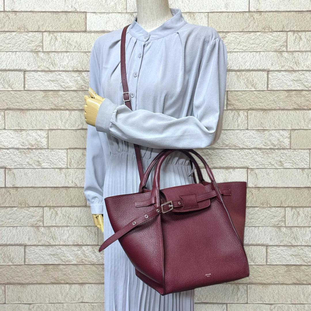 CELINE Big Bag Small Shoulder Bag Leather Red Ladies Used – 【公式