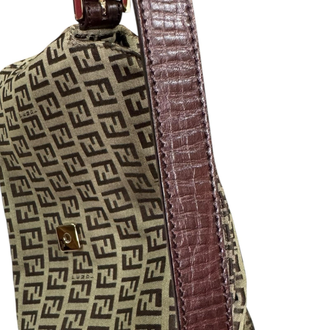 フェンディ マンマバケット ミニ ズッキーノ キャンバス ハンドバッグ ブラウン FENDI フェンディ マンマバケット ズッキーノ ハンドバッグ キャンバス
