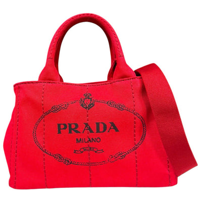 PRADA プラダ カナパトートSS ショルダーバッグ キャンバス レッド