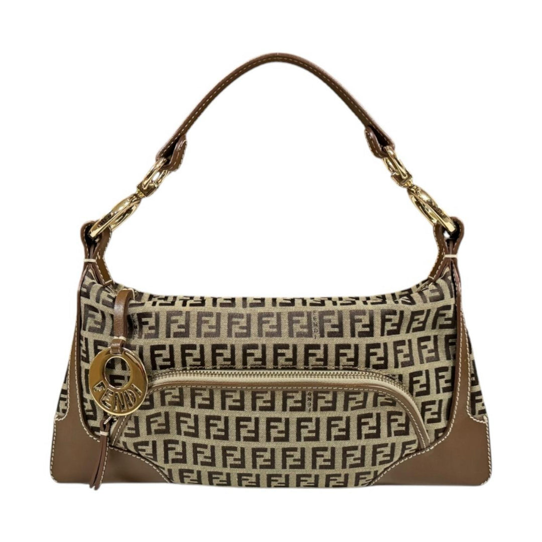 FENDI フェンディ ズッキーノ ハンドバッグ キャンバス ブラウン
