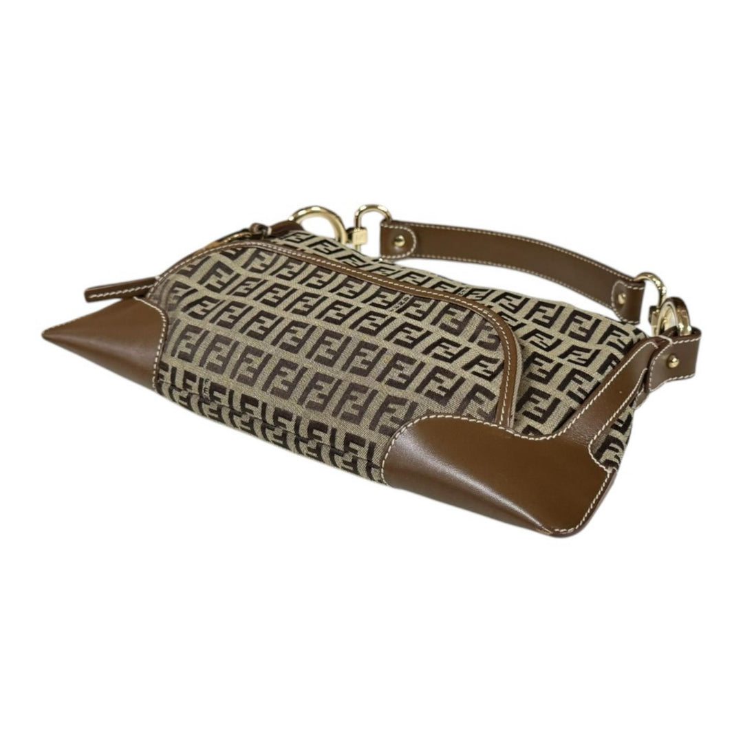 FENDI フェンディ ズッキーノ ハンドバッグ キャンバス ブラウン