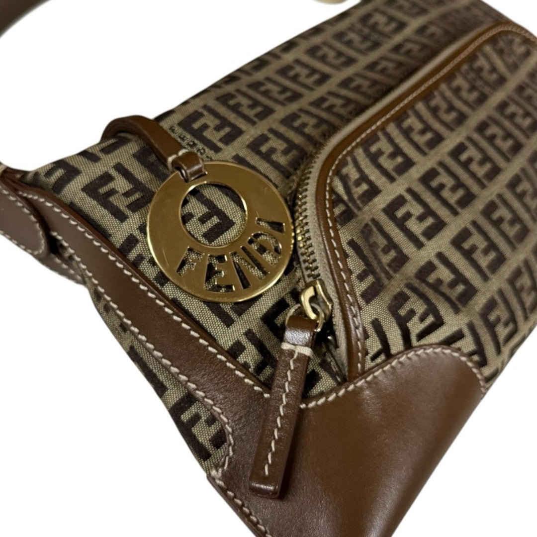 FENDI フェンディ ズッキーノ ハンドバッグ キャンバス ブラウン