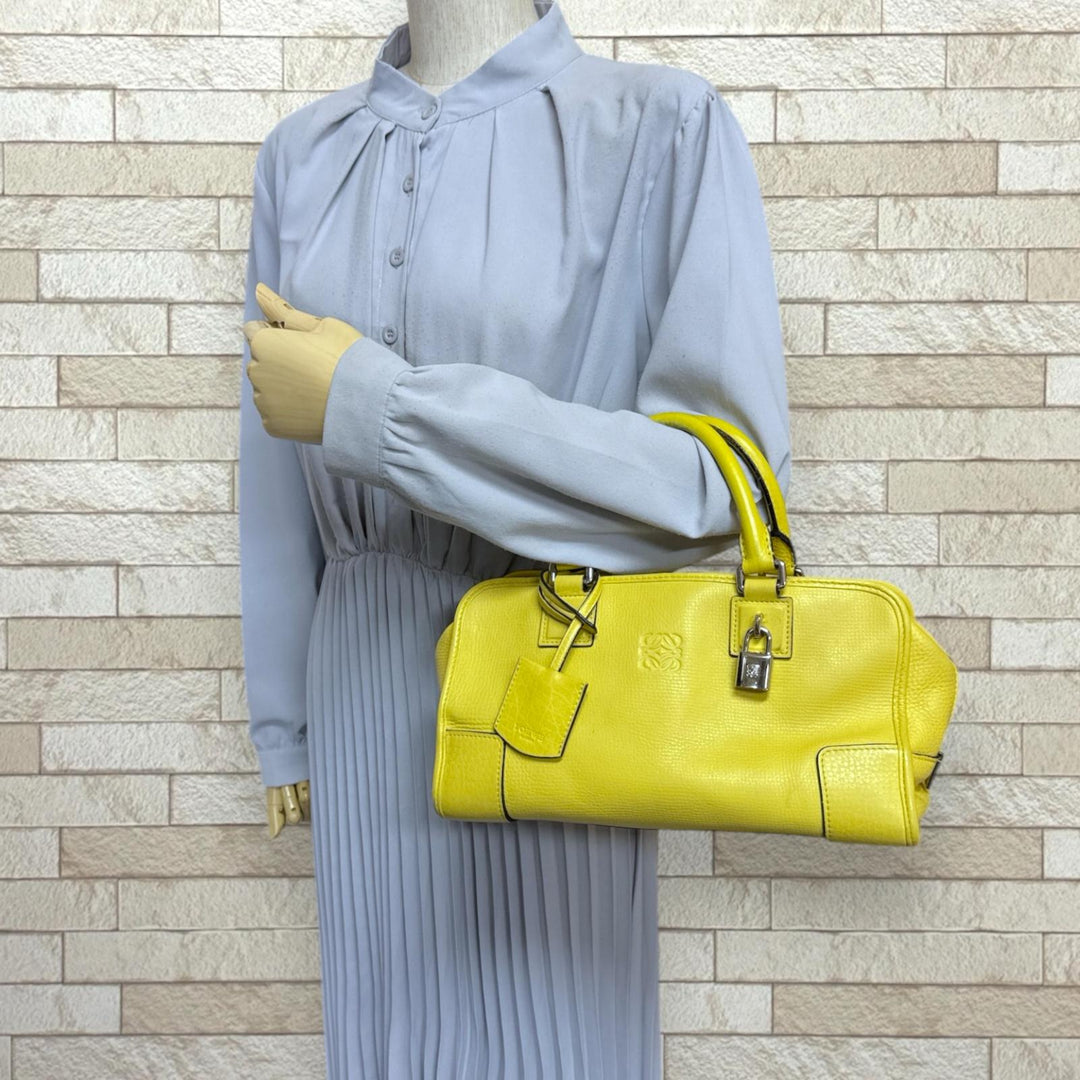 LOEWE ロエベ アマソナ28 ハンドバッグ ゴールド レザー LOEWE ロエベ アマソナ28 ハンドバッグ レザー イエロー レディース