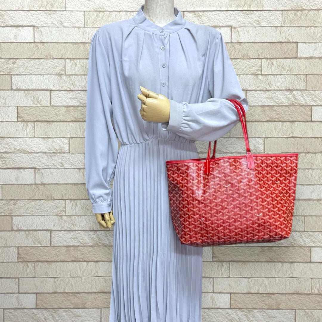 サンルイPM トートバッグ PVCキャンバス レッド GOYARD ゴヤール サンルイPM トートバッグ PVCコーティングキャンバス