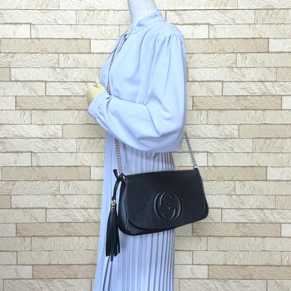 GUCCI グッチ ソーホー ショルダーバッグ レザー ブラック レディース