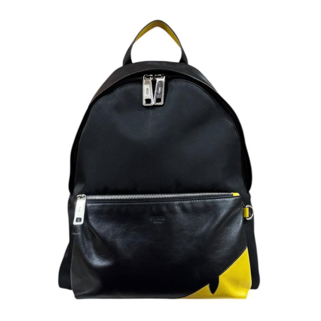FENDI フェンディ ロゴライン リュック ゴールド金具 ブラック ポーチ付き FENDI フェンディ コーナー バグズ リュック・デイパック ナイロン