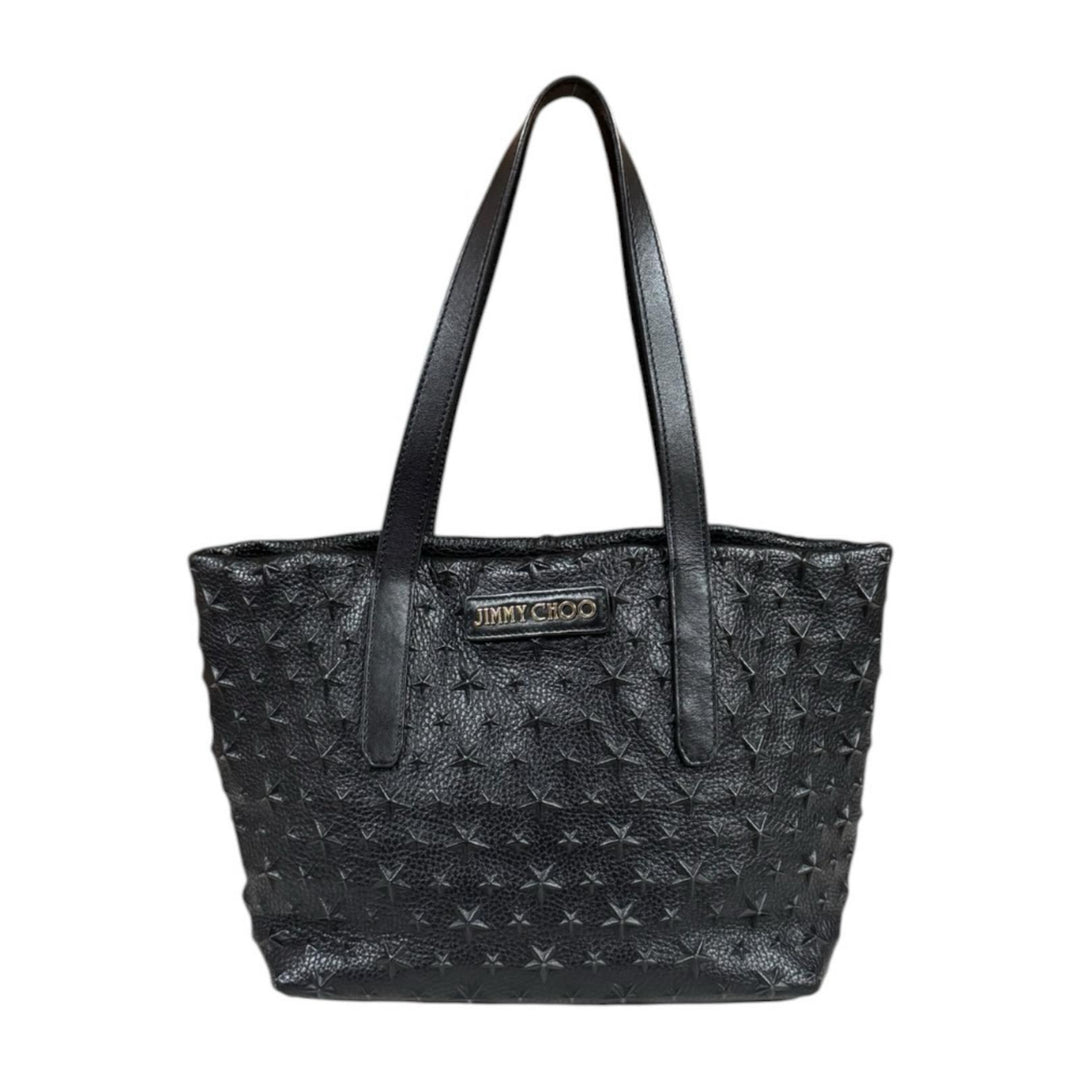 JIMMY CHOO Star Embossed Sophia Small Tote Bag Leather Black