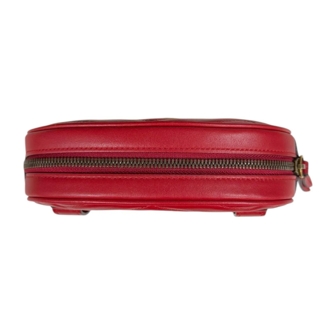 GUCCI グッチ GGマーモント ウエストバッグ レザー レッド レディース