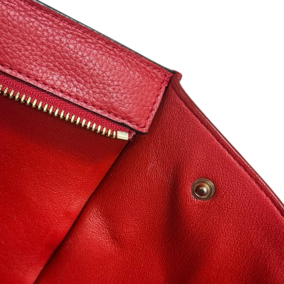 CELINE セリーヌ トラペーズ ショルダーバッグ レザー レッド