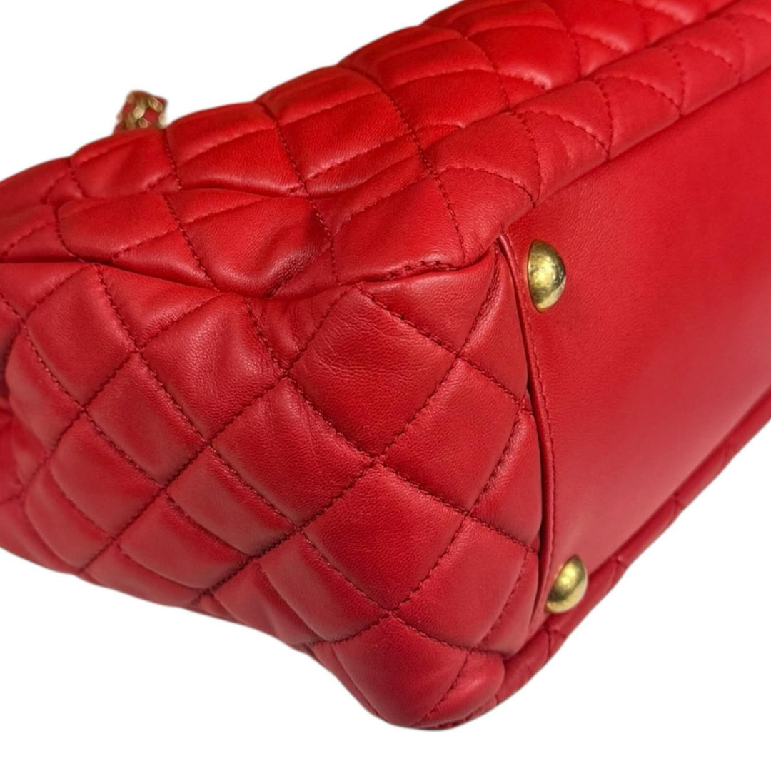 CHANEL シャネル マトラッセ トートバッグ ラムスキン レッド