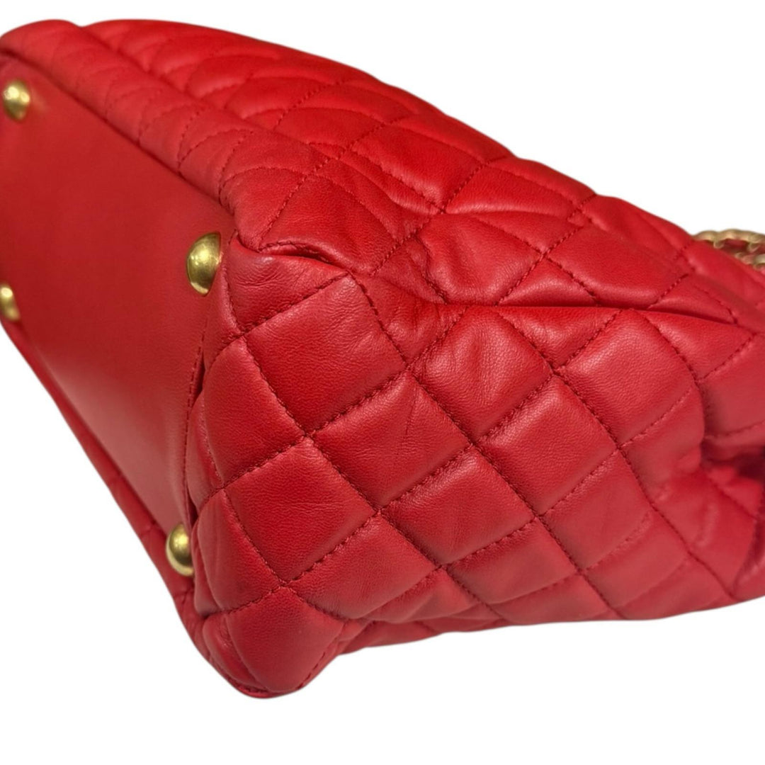 CHANEL シャネル マトラッセ トートバッグ ラムスキン レッド