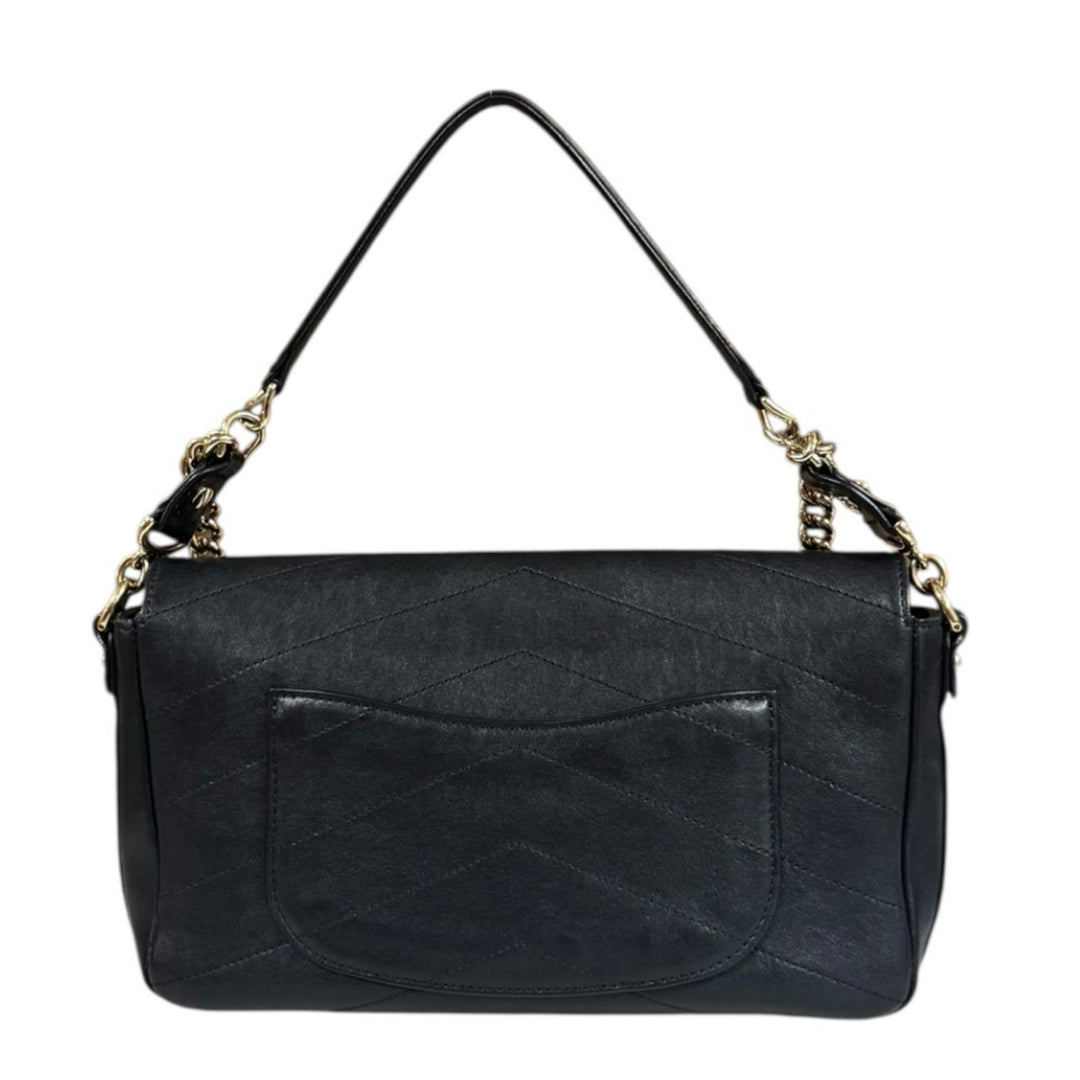 CHANEL シャネル Vステッチ ショルダーバッグ レザー ブラック