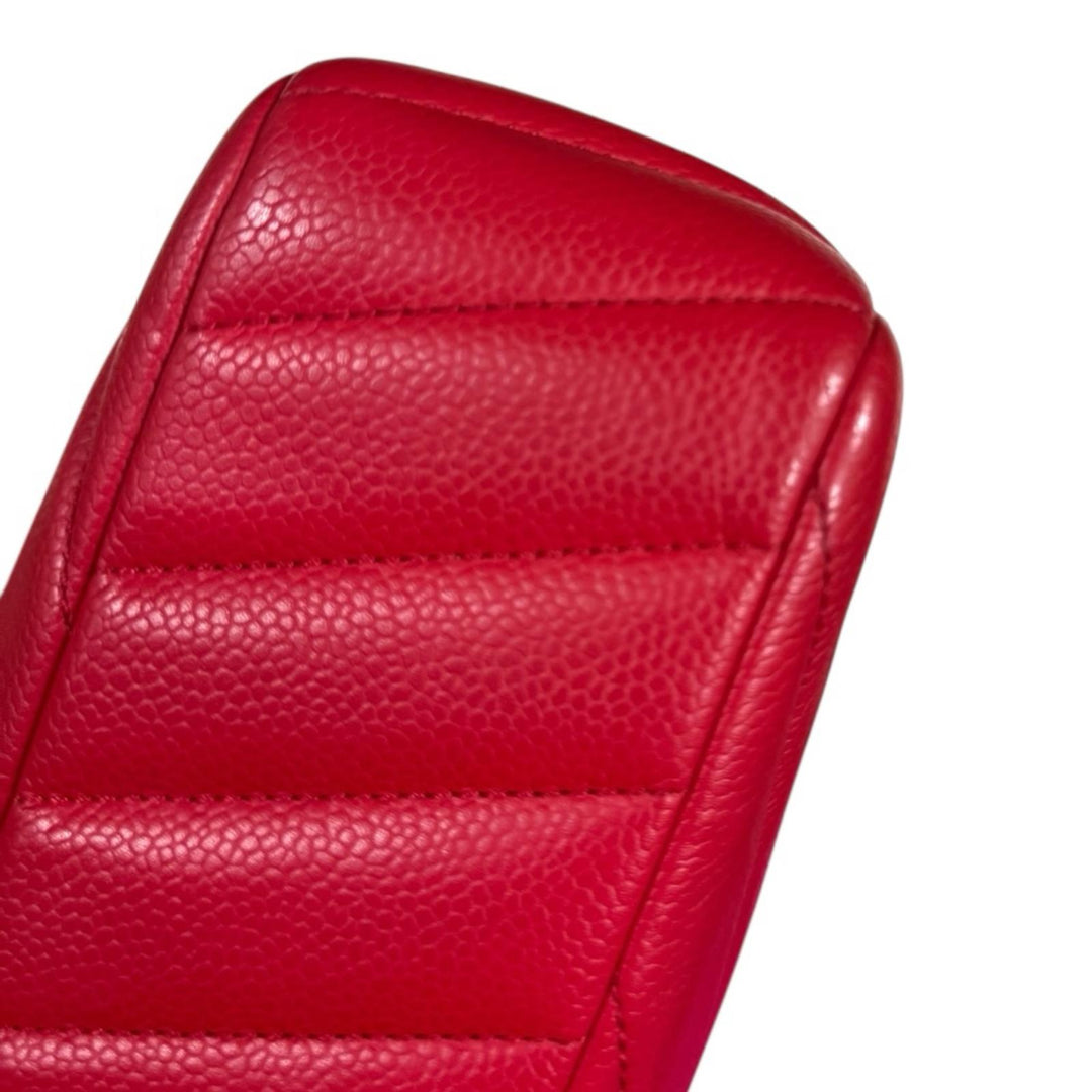 CHANEL シャネル Vステッチ ショルダーバッグ レザー レッド