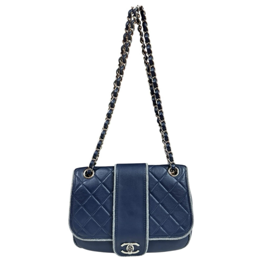 CHANEL / マトラッセ/ヴィンテージ加工/ショルダーバッグ/レザー/BLU// CHANEL シャネル マトラッセ ショルダーバッグ レザー ネイビー