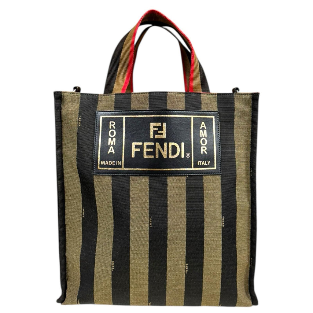 FENDI フェンディ ペカン トート 大容量 肩掛け可 FENDI フェンディ ペカン トートバッグ キャンバス ブラウン ユニ
