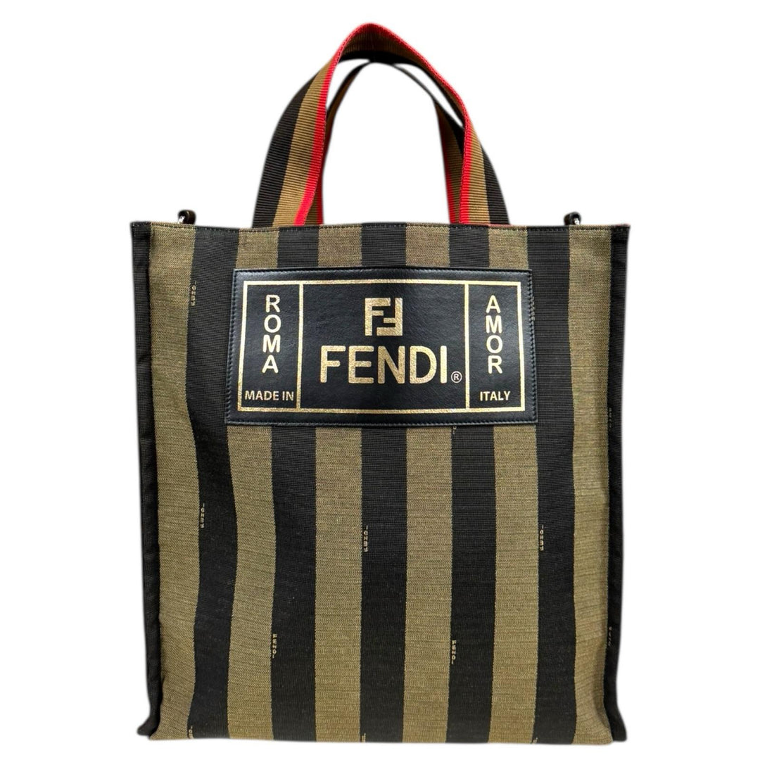 FENDI フェンディ ペカン トート 大容量 肩掛け可 FENDI フェンディ ペカン トートバッグ キャンバス ブラウン ユニ