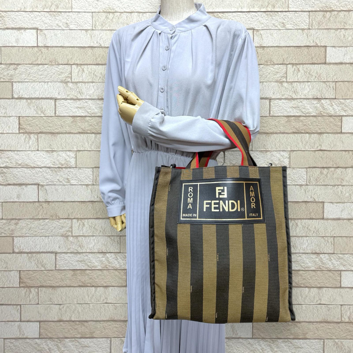FENDI フェンディ ペカン トートバッグ キャンバス ブラウン ユニ