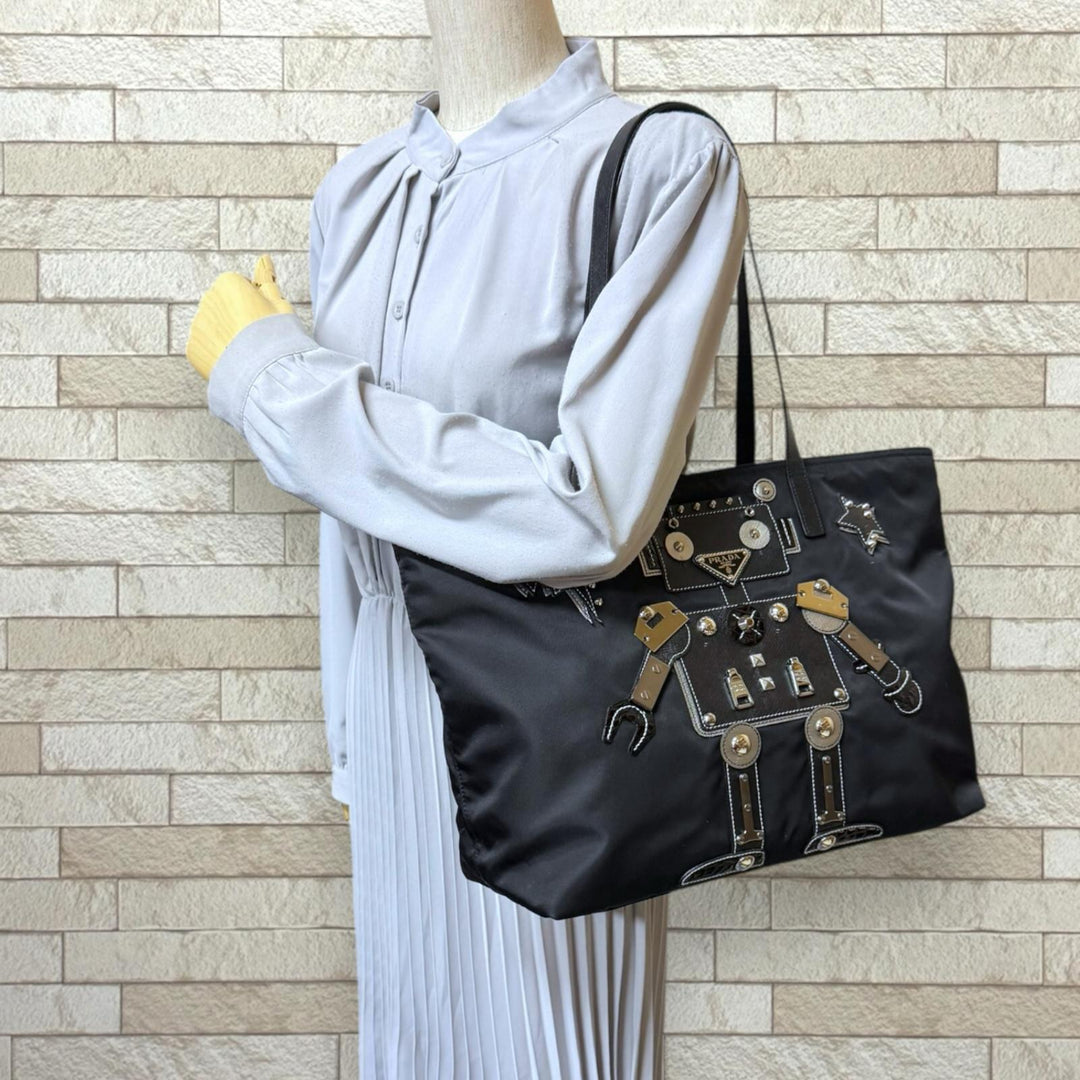 PRADA プラダ ロボット トートバッグ ナイロン ブラック レディース