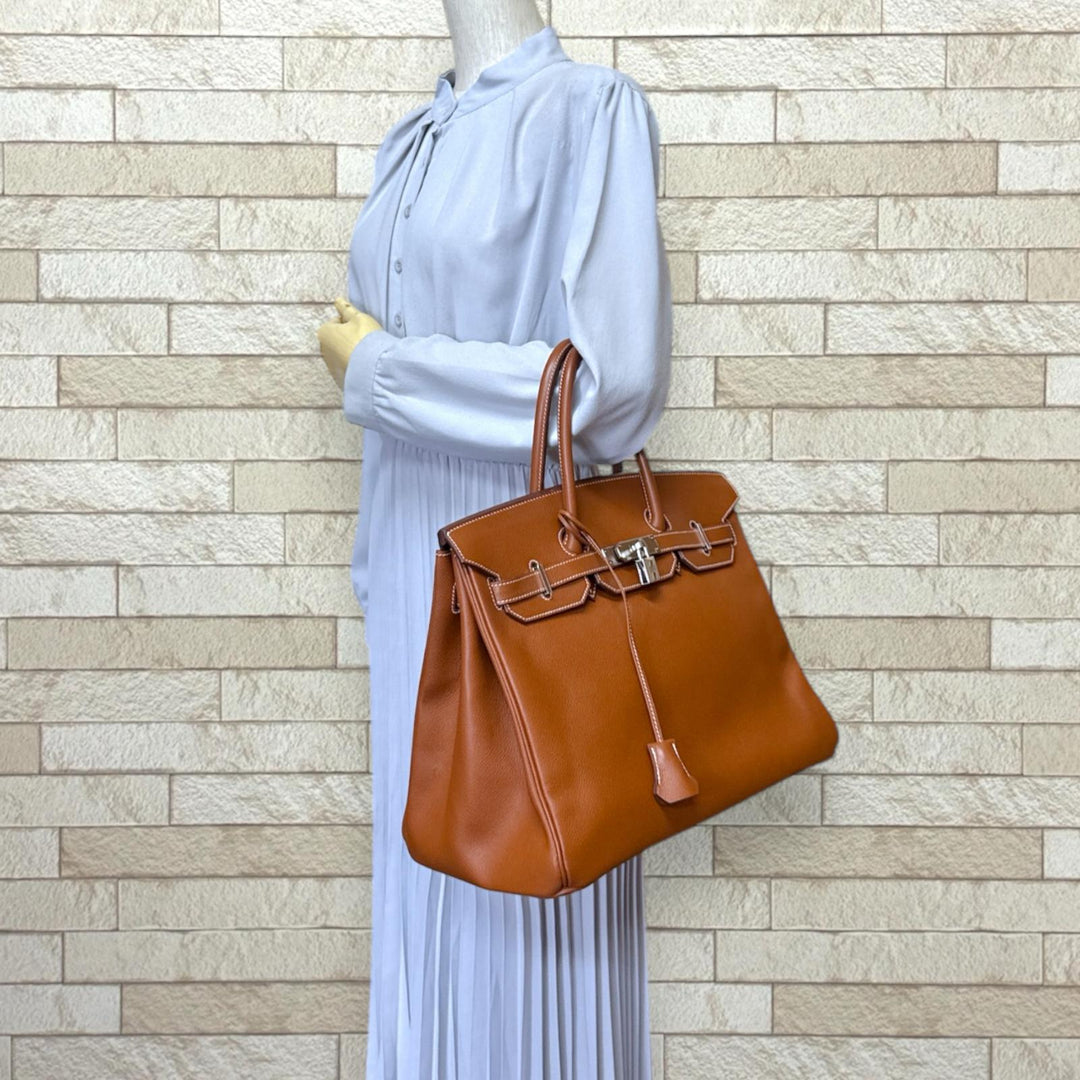 HERMES エルメス バーキン35 ハンドバッグ ヴォーエプソン ブラウン