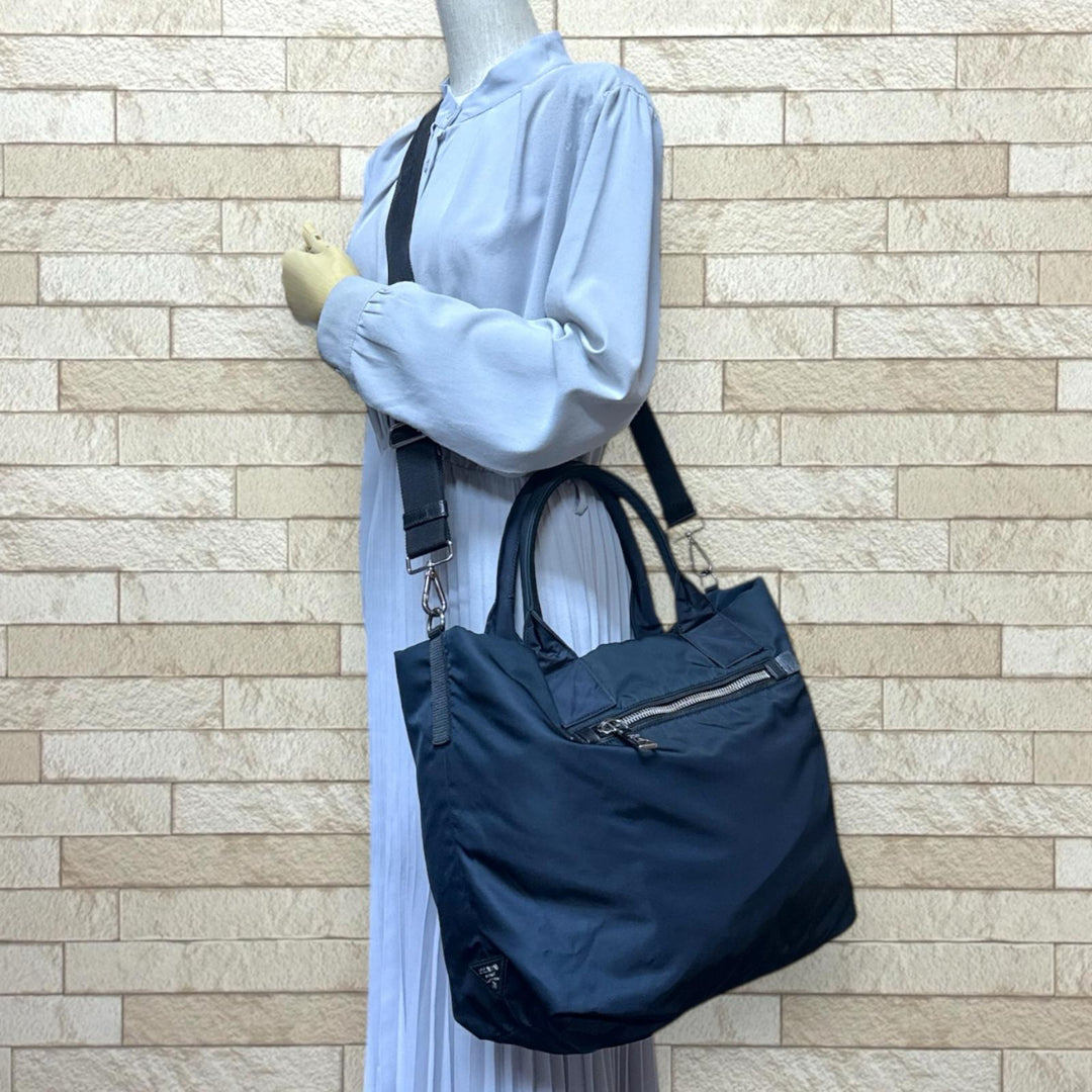 PRADA プラダ リバーシブル ショルダーバッグ ナイロン ブラック