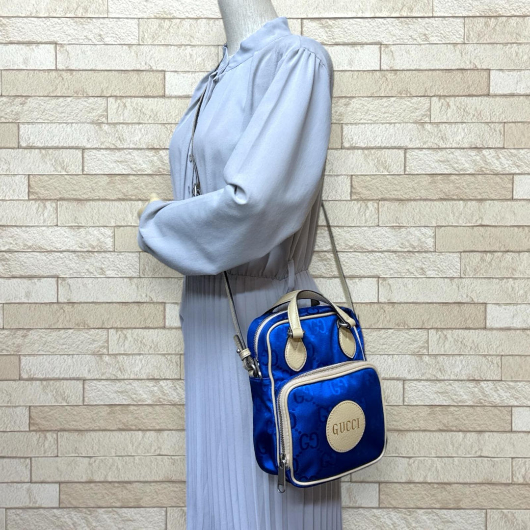 GUCCI グッチ オブザグリッド ショルダーバッグ ナイロン ブルー ユニ