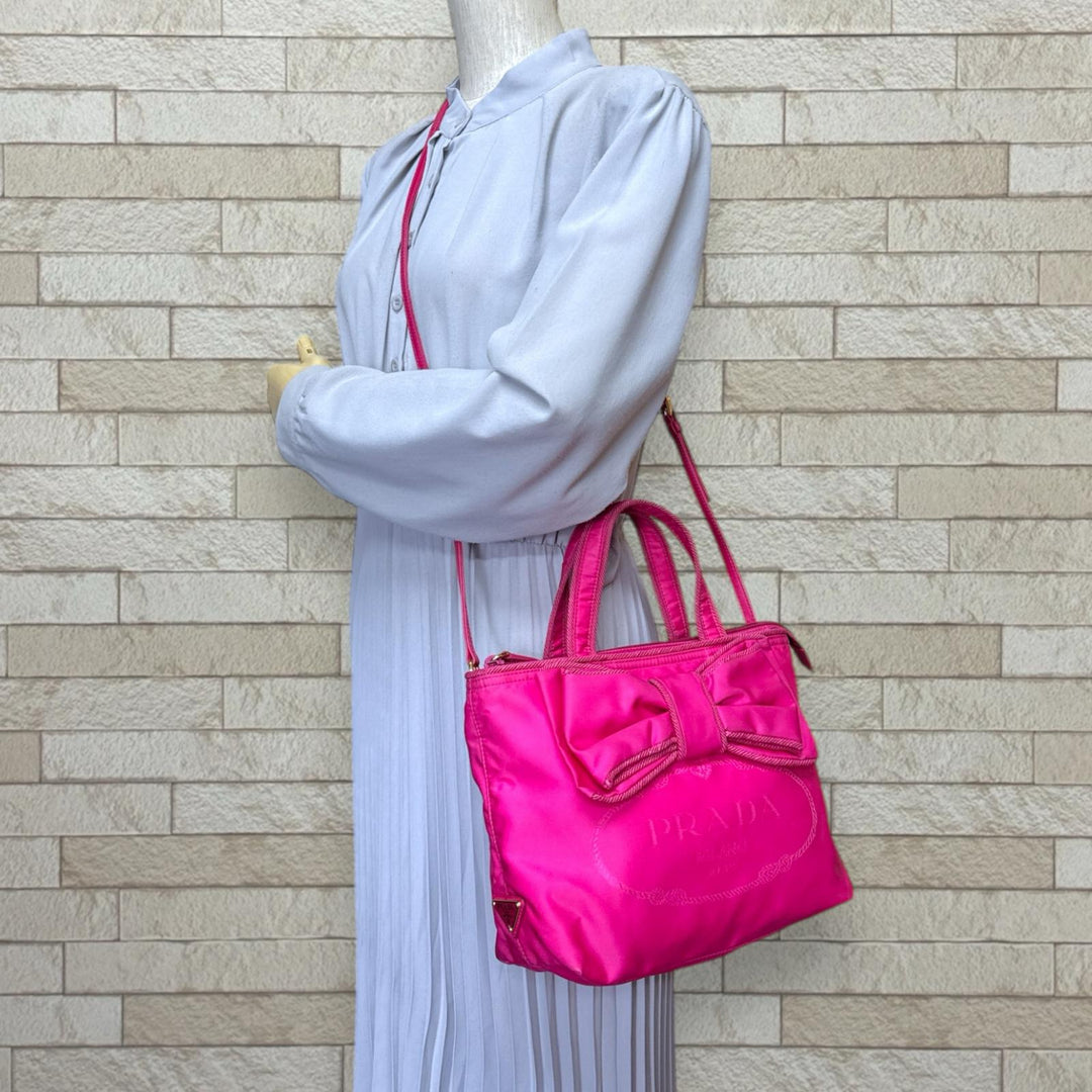 プラダ　リボン　ショルダーバッグ PRADA（プラダ） リボンワンショルダーバッグ ナイロン NERO BN1970