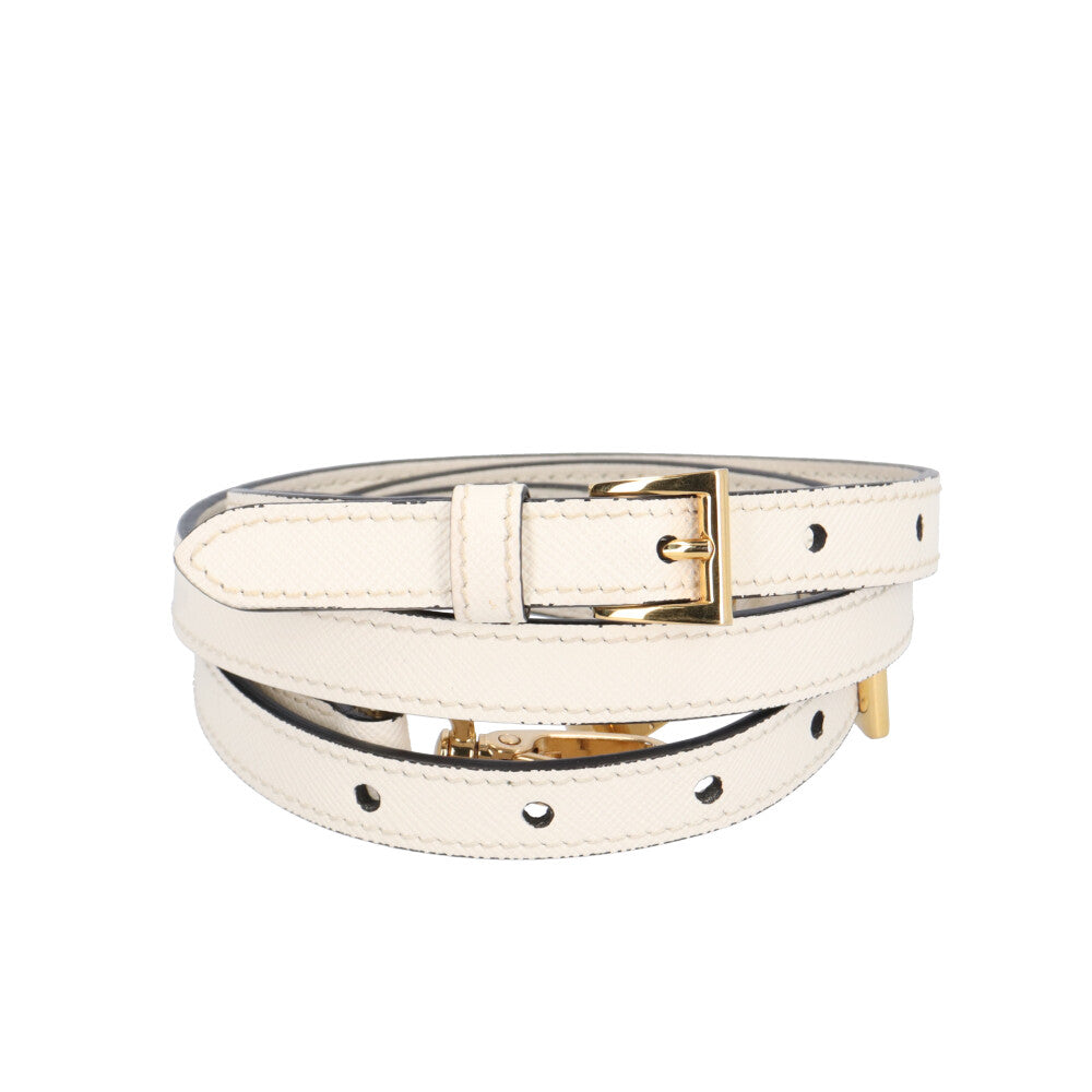 値下【新品イタリア直営店購入】PRADA プラダ ベルト 白 シルバー ホワイト PRADA プラダ シドニー サフィアーノ ショルダーバッグ レザー