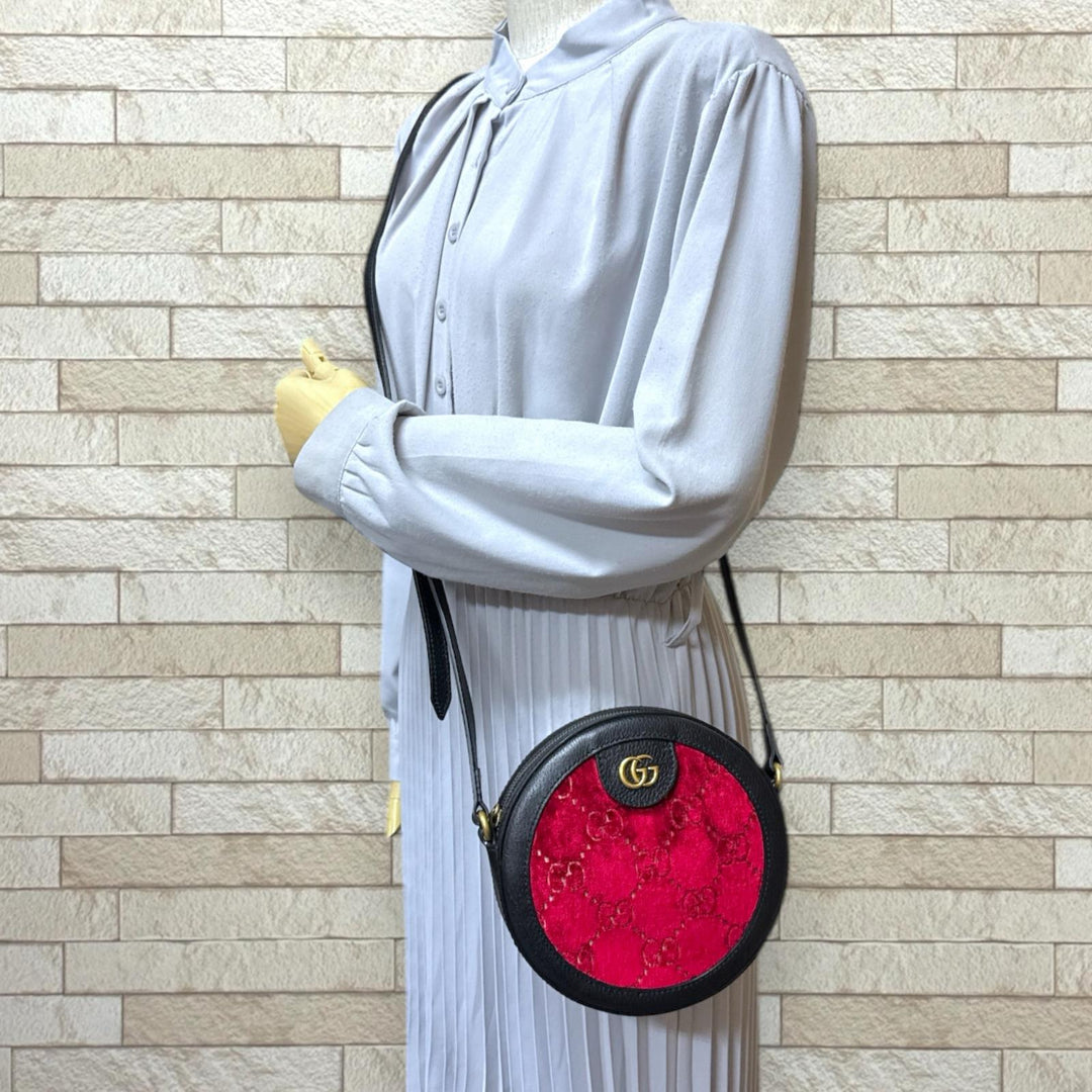 美 Gucci GGロゴ ベルベットショルダーバッグ GUCCI グッチ GG ベルベット ラウンド ショルダーバッグ ショルダー