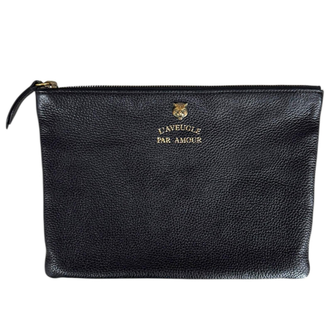 美品 グッチ キャンバス クラッチバッグ エンブロイダリー タイガー ブラック GUCCI グッチ アニマリエ タイガー クラッチバッグ レザー ブラック