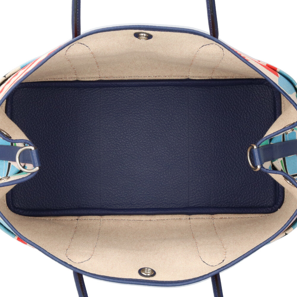 エルメス Sea, Surf and Fun ガーデンパーティポケットPM ショルダーバッグ トワルアッシュ ブルー レディース HERMES  中古 エルメス Sea, Surf and Fun ガーデンパーティポケットPM ショルダー