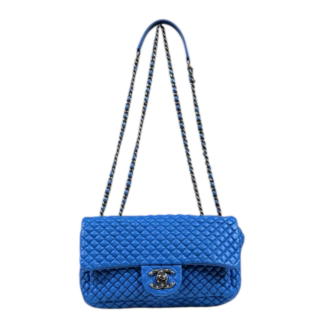 CHANEL シャネル マイクロマトラッセ ショルダーバッグ レザー ブルー