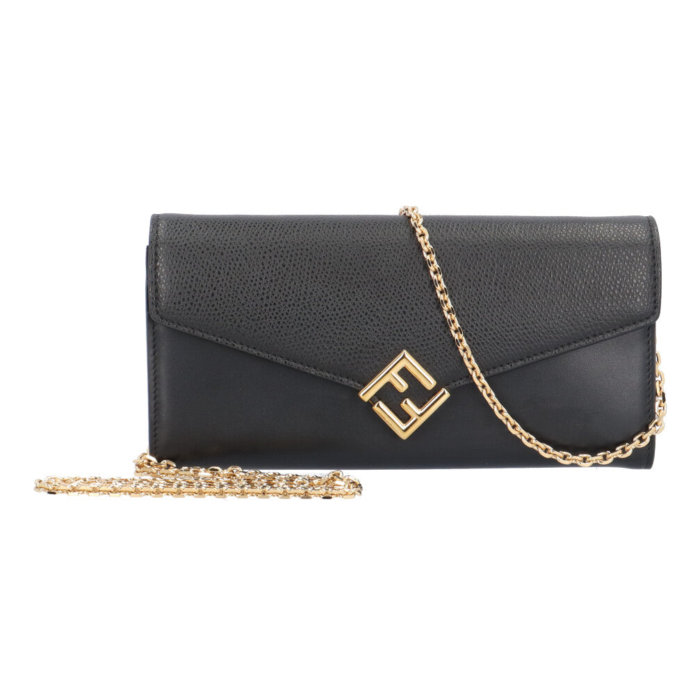 FENDI フェンディ FFダイヤモンド ショルダーバッグ レザー ブラック 