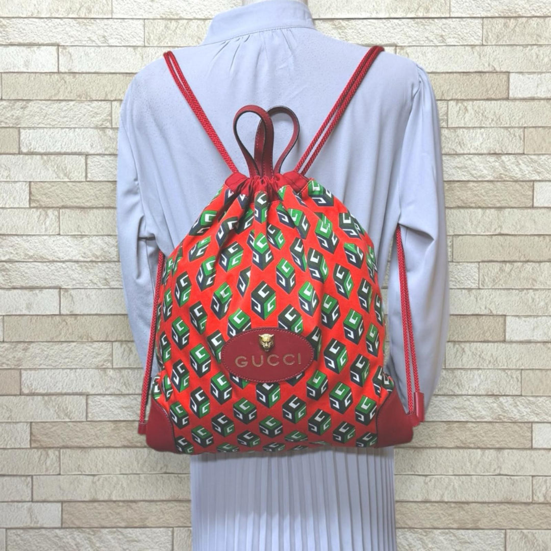 GUCCI グッチ キューブプリント ドローストリングバッグ リュック