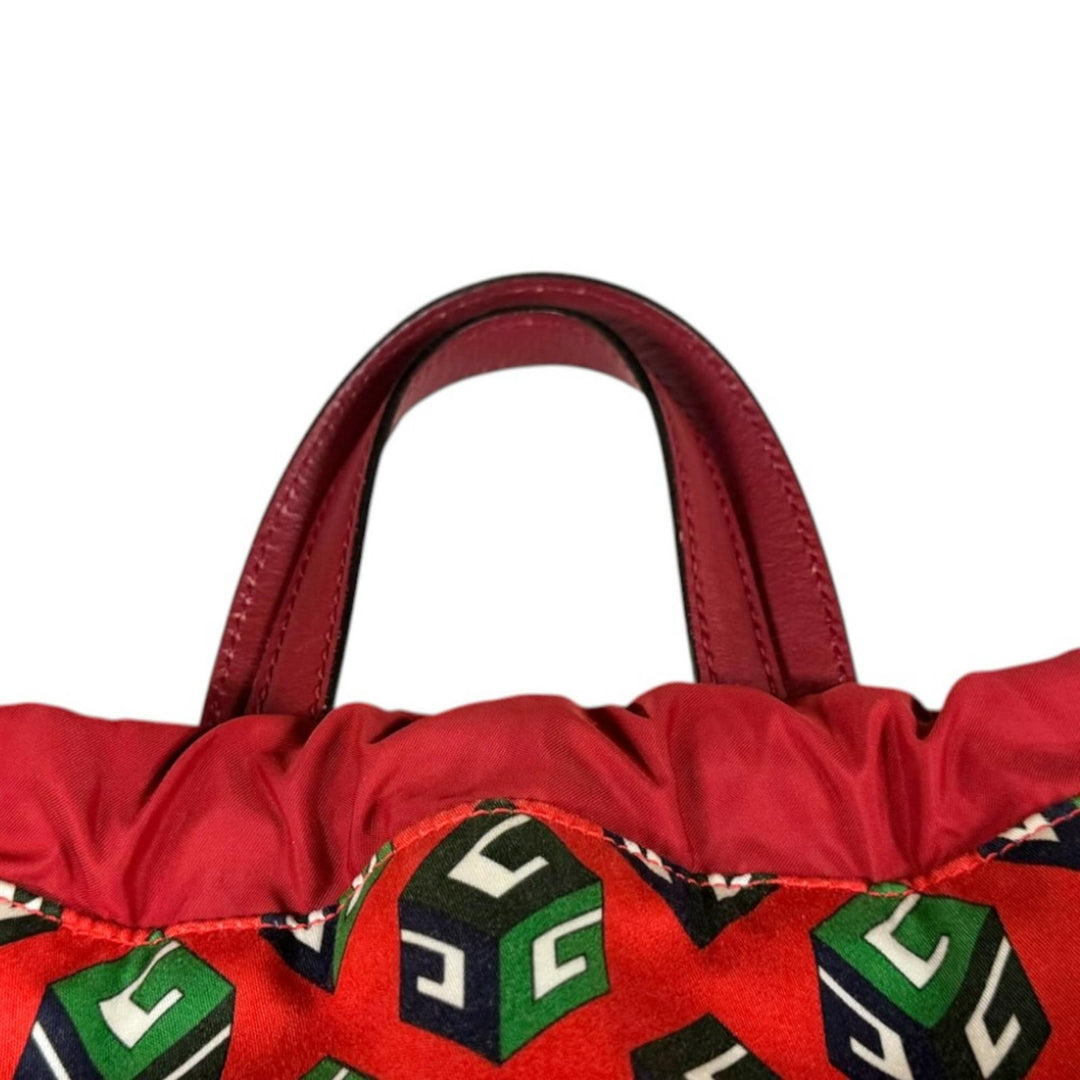 アトリエgg デニムキューブバッグ2024 レッド 裏地ナイロン素材 GUCCI グッチ キューブプリント ドローストリングバッグ リュック