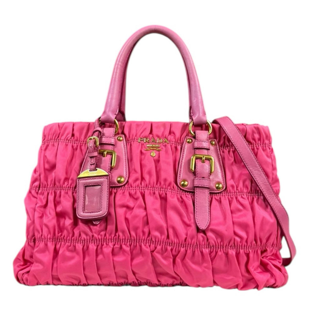 PRADA プラダ ギャザー ショルダーバッグ ナイロン ピンク レディース