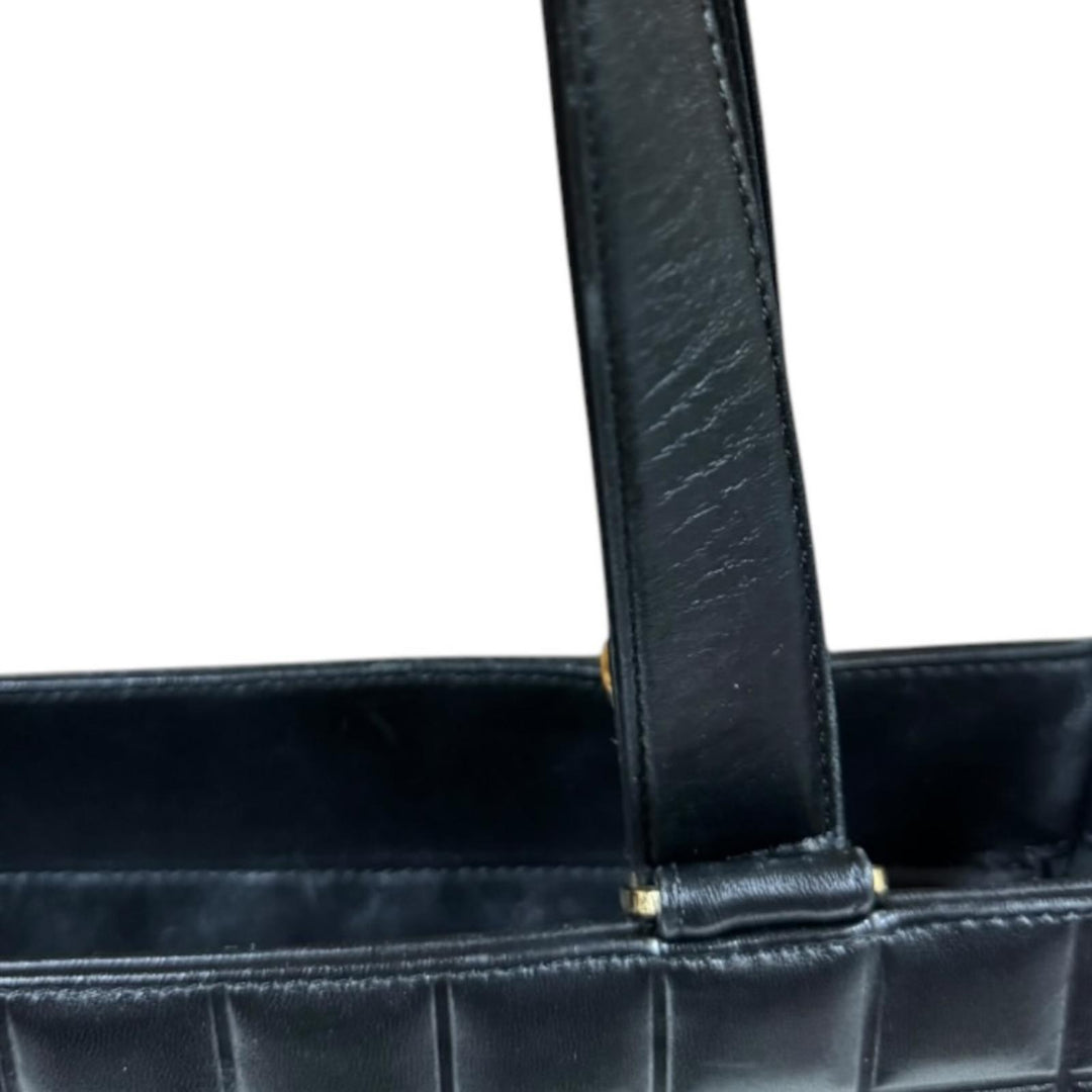 CHANEL シャネル チョコバー トートバッグ ラムスキン ブラック