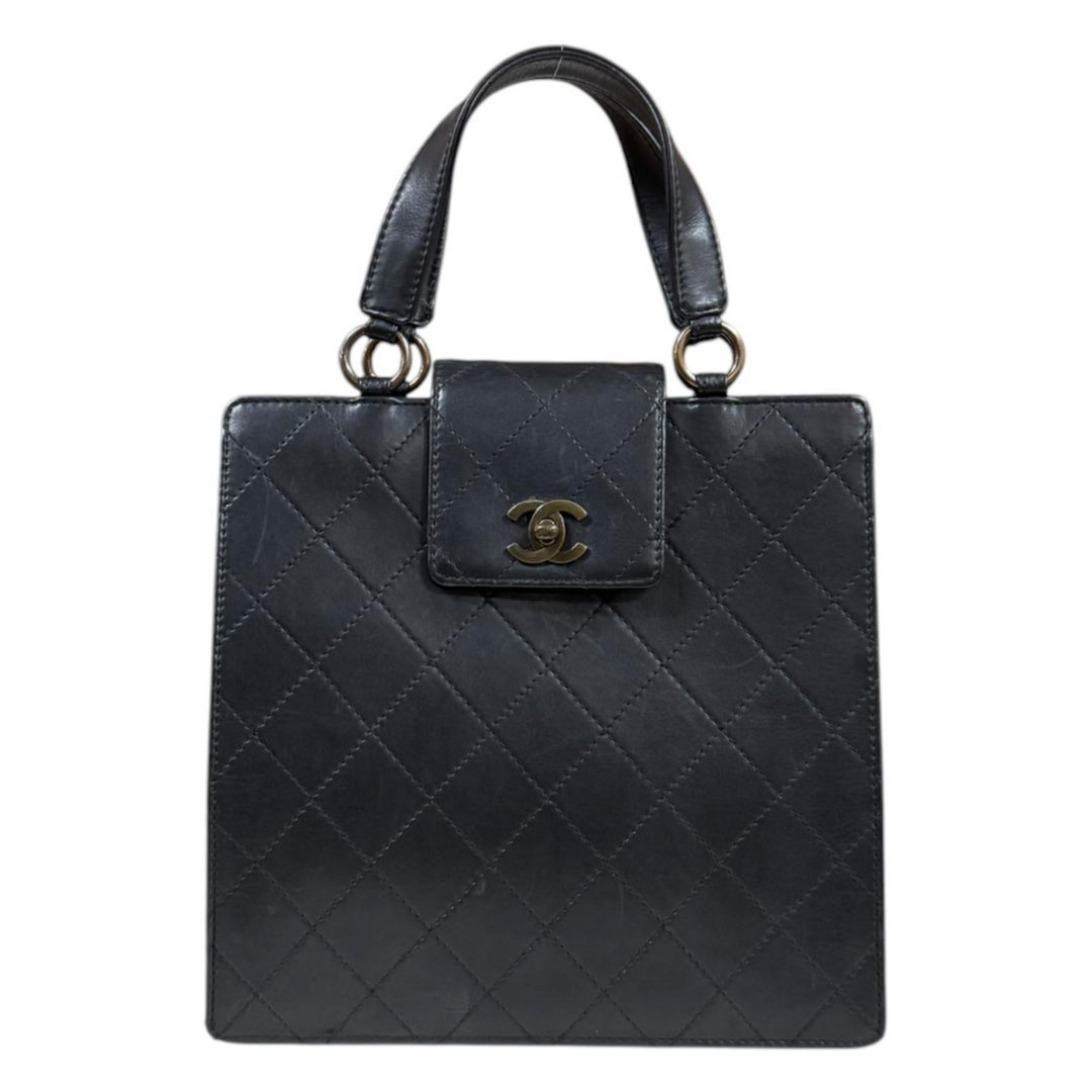 CHANEL シャネル マトラッセ ココマーク ハンドバッグ レザー ブラック