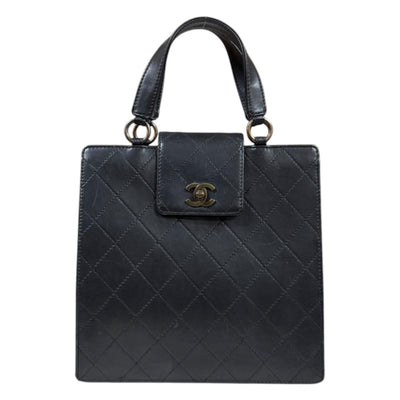 CHANEL シャネル マトラッセ ココマーク ハンドバッグ レザー ブラック