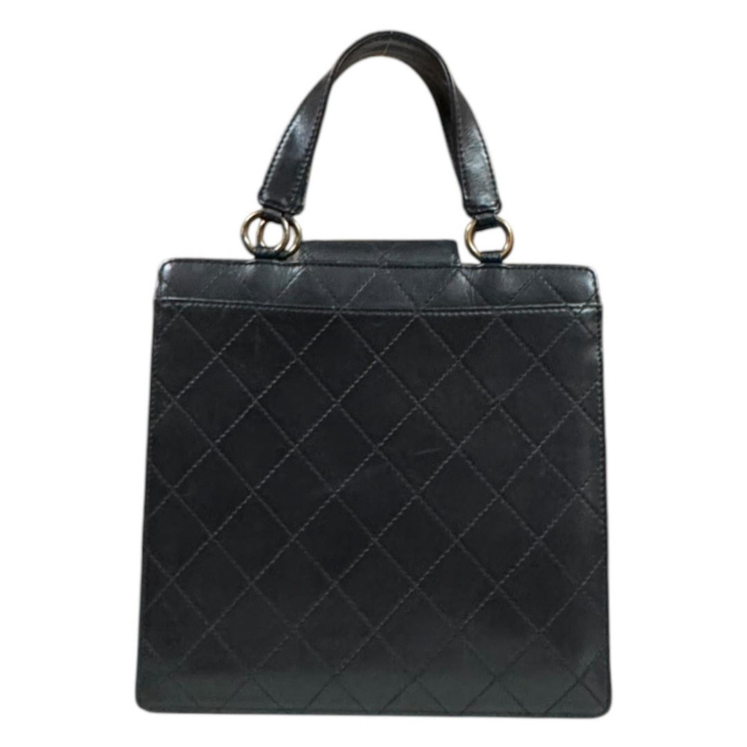 CHANEL シャネル マトラッセ ココマーク ハンドバッグ レザー ブラック
